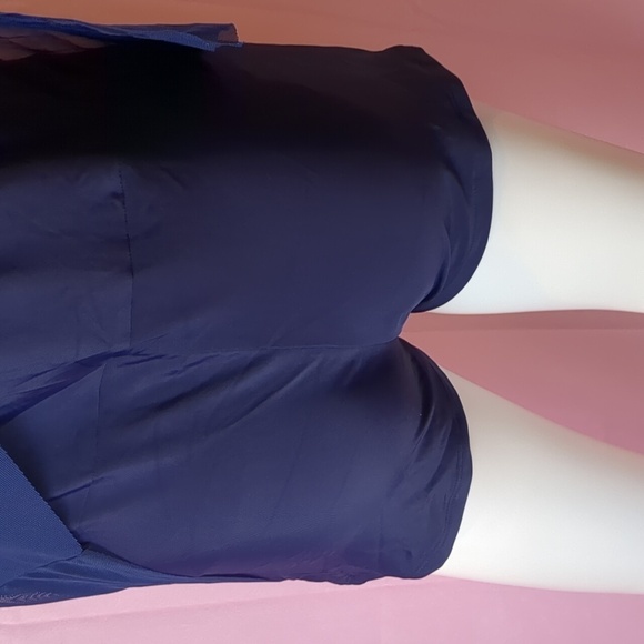 Neon Pink and Blue V Neck One Piece Swimsuit with Sheer Skirt Overlay size Large - Picture 4 of 9